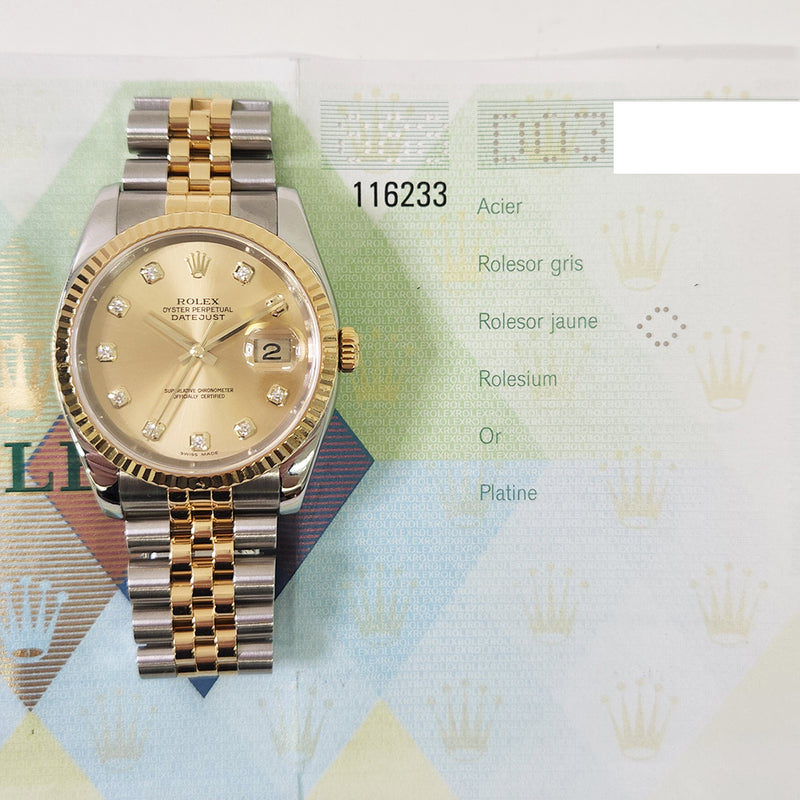 Rolex Datejust 116233 Champagne Jubilee Diamond