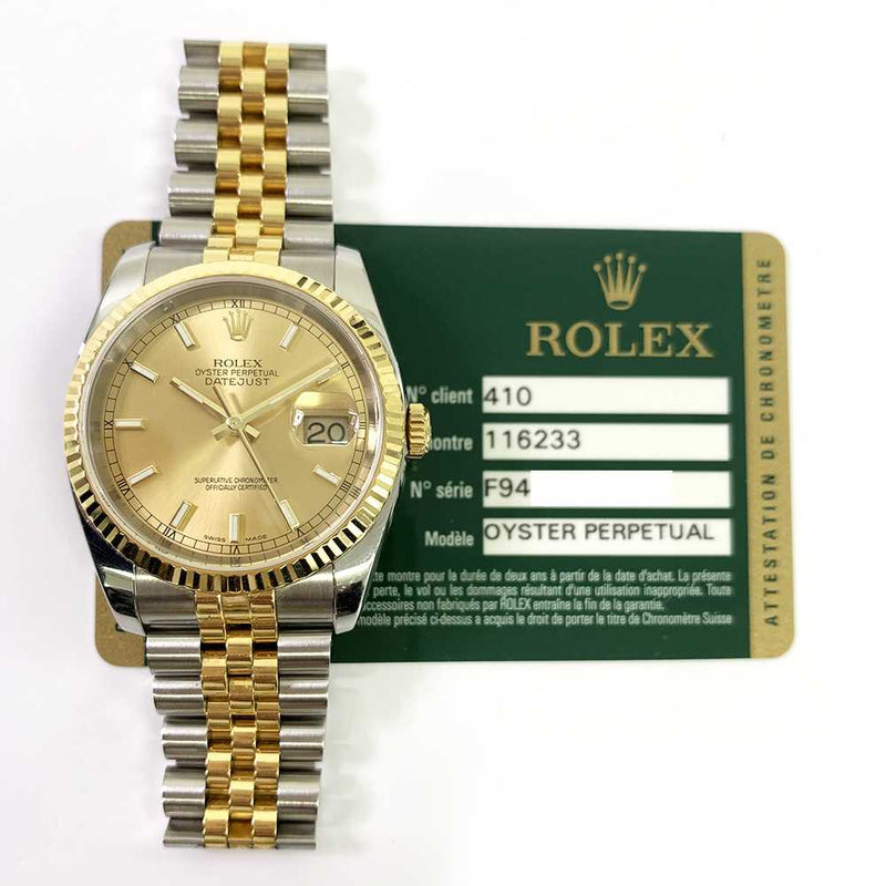 Rolex Datejust 116233 Champagne Jubilee