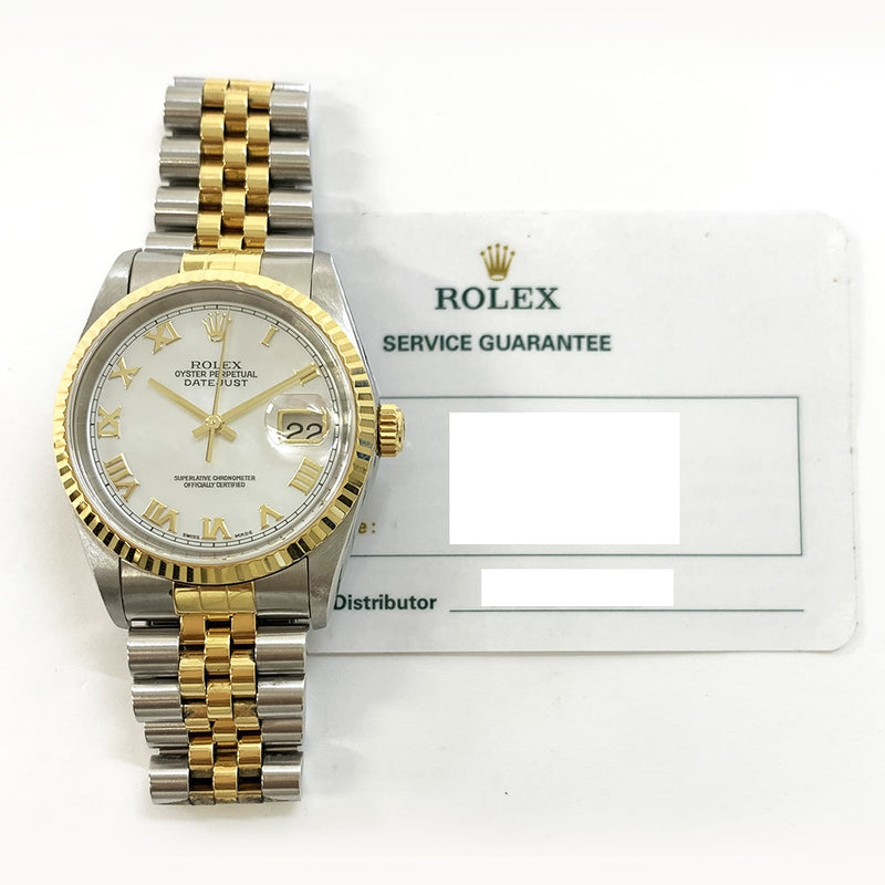 Rolex Datejust 16233 White Mop Roman Dial