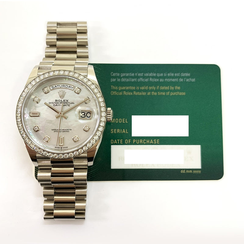 Rolex Day-Date 128349RBR White Mop Diamond Dial
