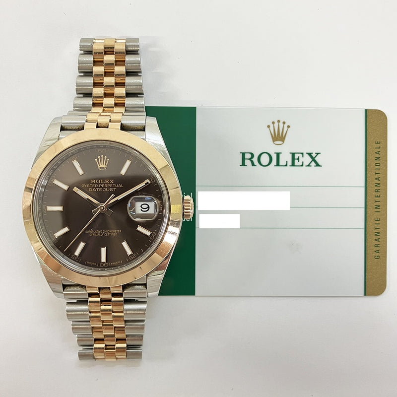DATEJUST II 41MM CHOCOLATE DIAL DOMED BEZEL JUBILEE BRACELET STAINLESS STEEL AND ROSE GOLD