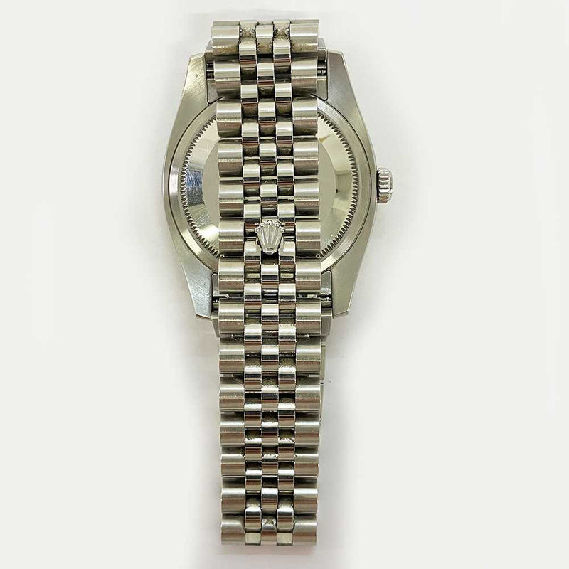 DATEJUST 36MM SILVER DIAMOND DIAL FLUTED WHITE GOLD BEZEL JUBILEE BRACELET STAINLESS STEEL
