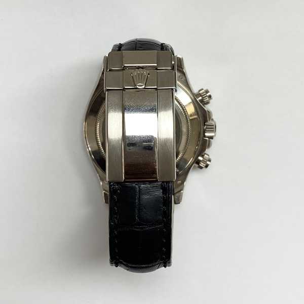 COSMOGRAPH DAYTONA 40MM BLACK ARABIC DIAL BLACK LEATHER STRAP WHITE GOLD