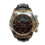 COSMOGRAPH DAYTONA 40MM BLACK ARABIC DIAL BLACK LEATHER STRAP WHITE GOLD