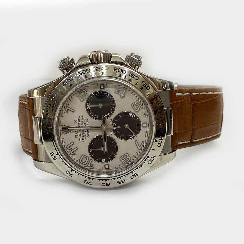COSMOGRAPH DAYTONA 40MM PANDA DIAL BROWN LEATHER STRAP WH