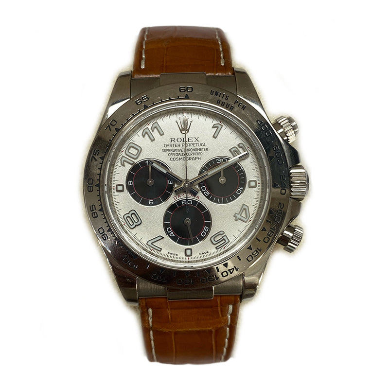 COSMOGRAPH DAYTONA 40MM PANDA DIAL BROWN LEATHER STRAP WH