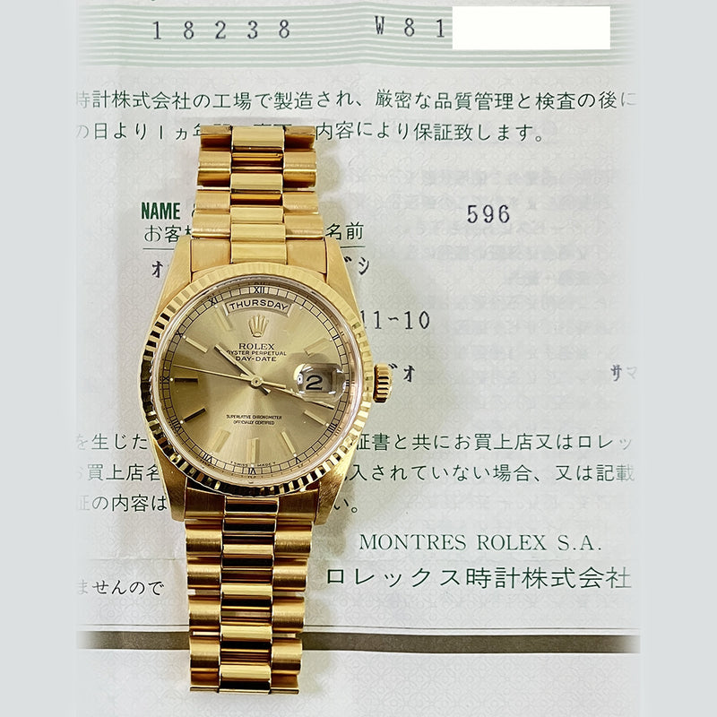 Rolex Day-Date 118238 Presidential Champagne Dial