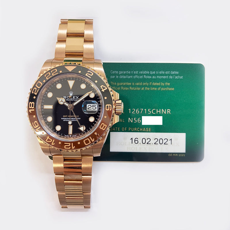 Rolex GMT-Master II 126715CHNR Root Beer Black Dial Feb 21