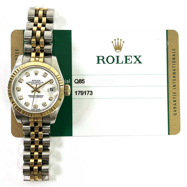 Rolex Datejust 179173 White Diamond Dial Apr 2015