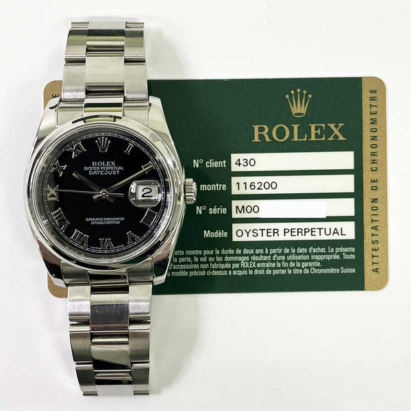 Rolex Datejust 116200 Black Dial Jan 2008