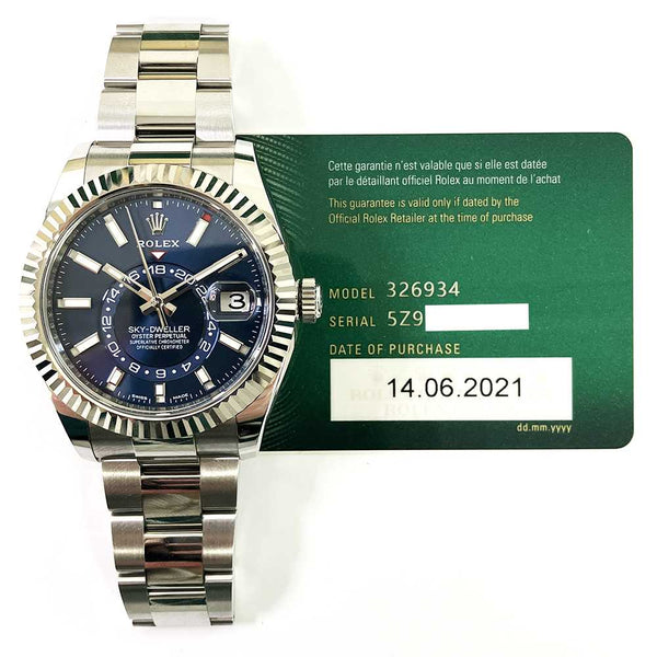 Rolex Sky-Dweller 326934 Blue Dial Jun 2021