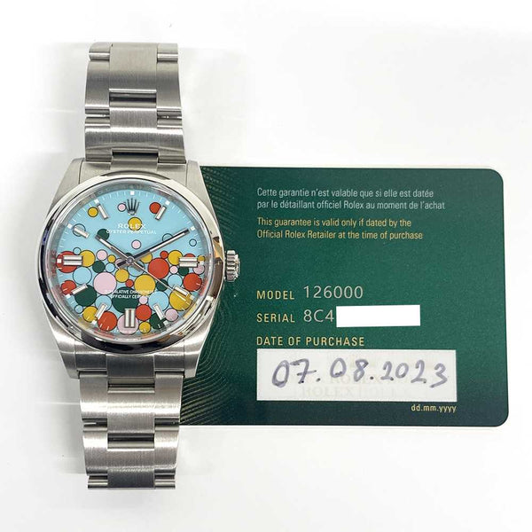 Rolex Oyster Perpetual 126000 Celebration Motif Dial Aug 2023