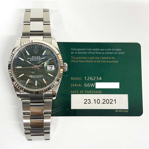 Rolex Datejust 126234 Green Palm Dial Oct 2021