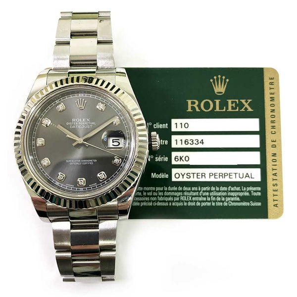 Rolex Datejust II 116334 Slate Diamond Dial Apr 2014