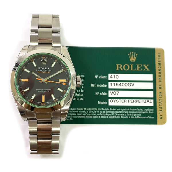 Rolex Milgauss 116400GV Black Dial Dec 2008