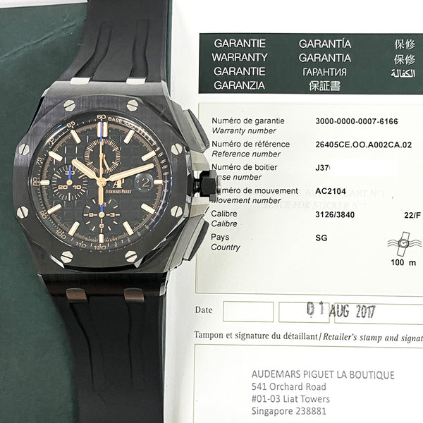 Audemars Piguet Royal Oak Offshore 26405CE.OO.A002CA.02 Black Dial Jul 2017