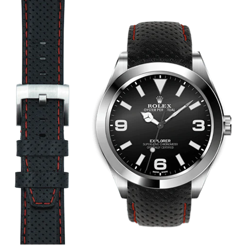 Explorer I 39mm CURVED END RACING LEATHER STRAP