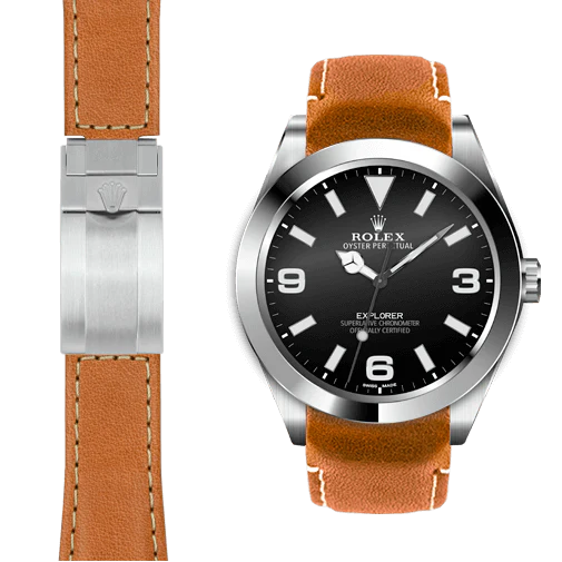 Explorer I CURVED END LEATHER STRAP