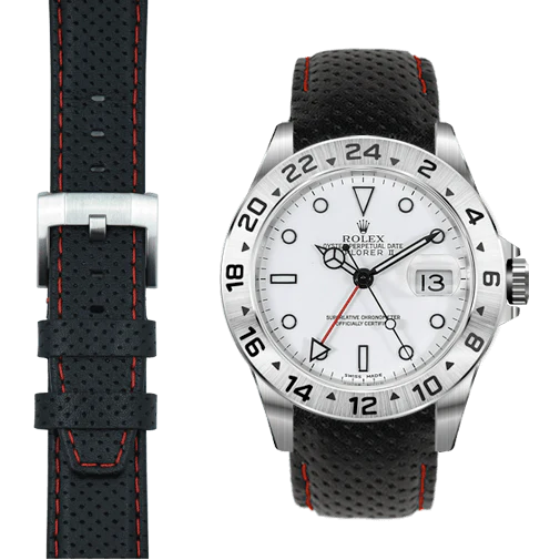 Explorer II CURVED END RACING LEATHER STRAP