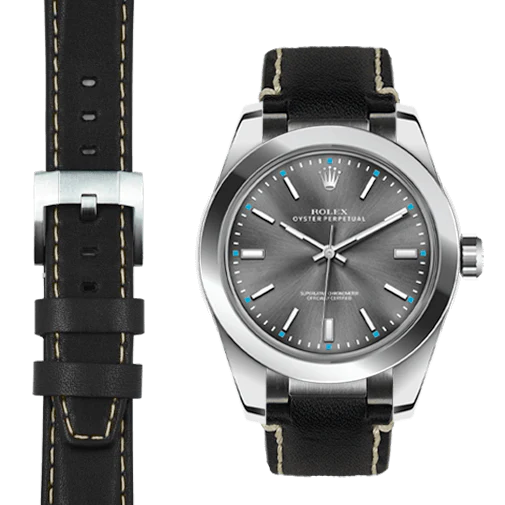 Oyster Perpetual 39mm STEEL END LINK LEATHER STRAP