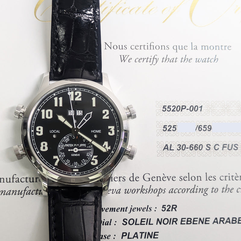 Patek Philippe Alarm Travel 5520P-001 Black Dial Nov 2022