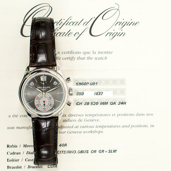 Patek Philippe Annual Calendar 5960P-001 Grey Dial Nov 2006