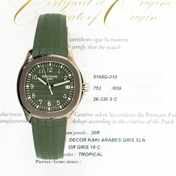 Patek Philippe Aquanaut 5168G-010 Green Dial Dec 2022