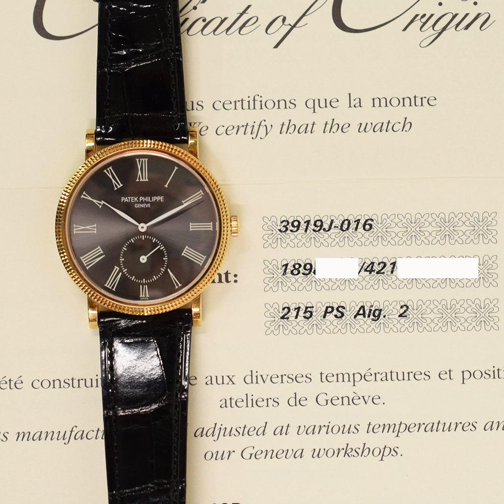 Patek Philippe Calatrava 37mm Yellow Gold 3919J-016 Black Roman