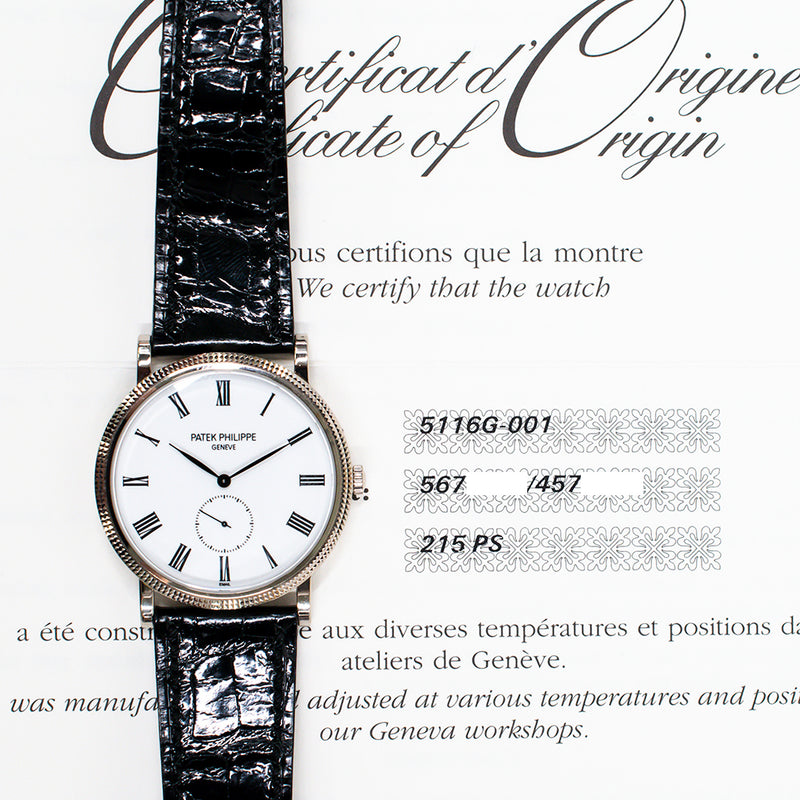 Patek Philippe Calatrava 5116G-001 White Roman Dial Feb 2013