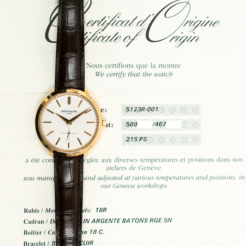 Patek Philippe Calatrava 5123R-001 Silver Dial Jan 2015