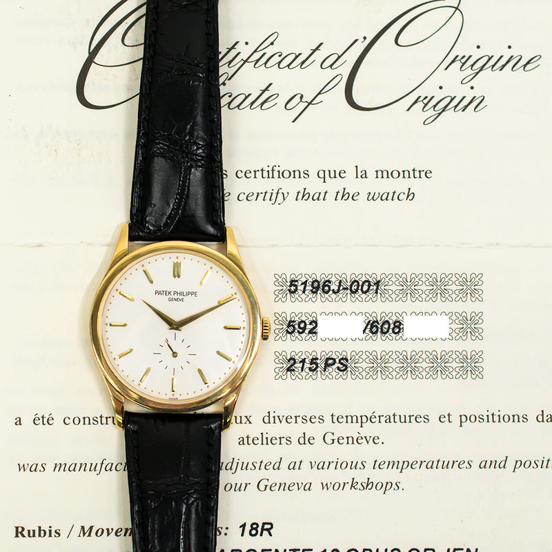 Patek Philippe Calatrava 5196J-001 White Dial Oct 2016