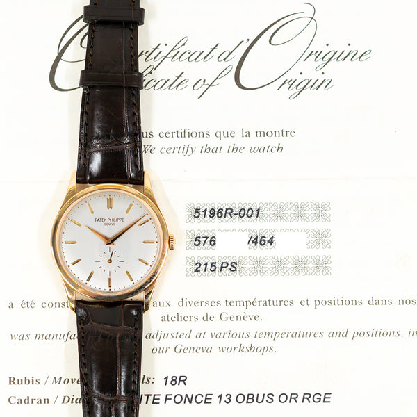 Patek Philippe Calatrava 5196R-001 Silver Dial May 2014