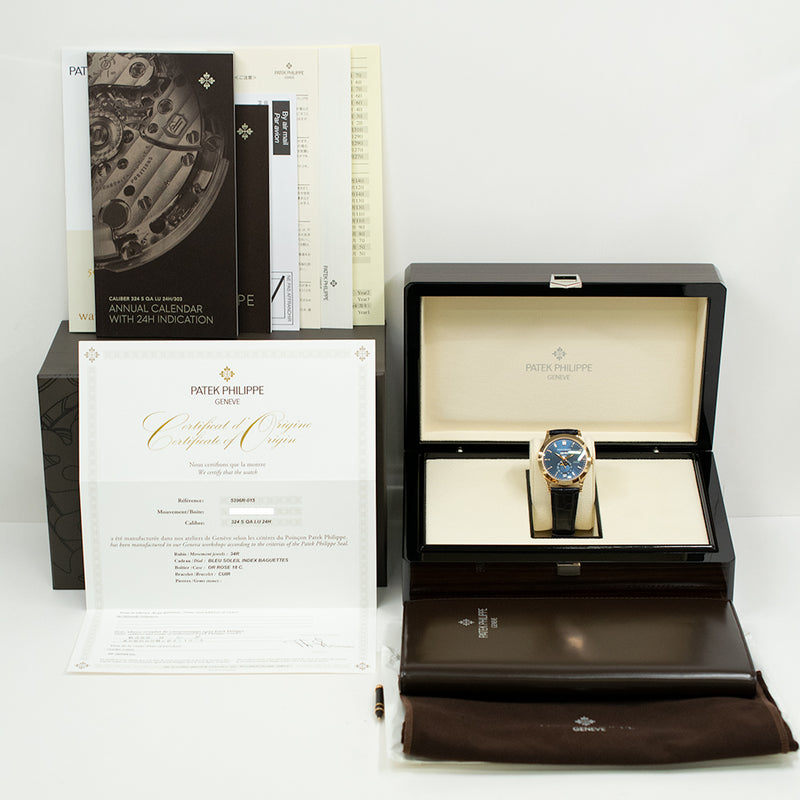 Patek Philippe Complications Annual Calendar 5396R-015 Blue Baguette Diamond Dial Oct 2021