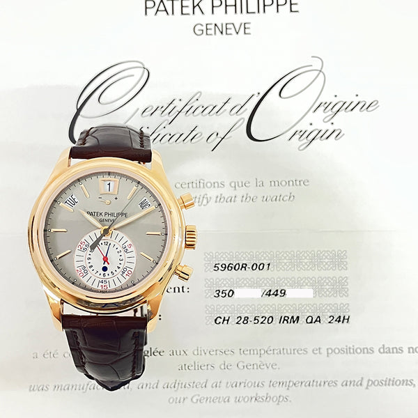 Patek Philippe Complications Annual Calendar Chronograph 5960R-001 Grey Dial Jun 2010
