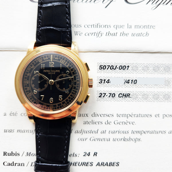 Patek Philippe Complications Chronograph 5070J-001 Black Dial May 2001