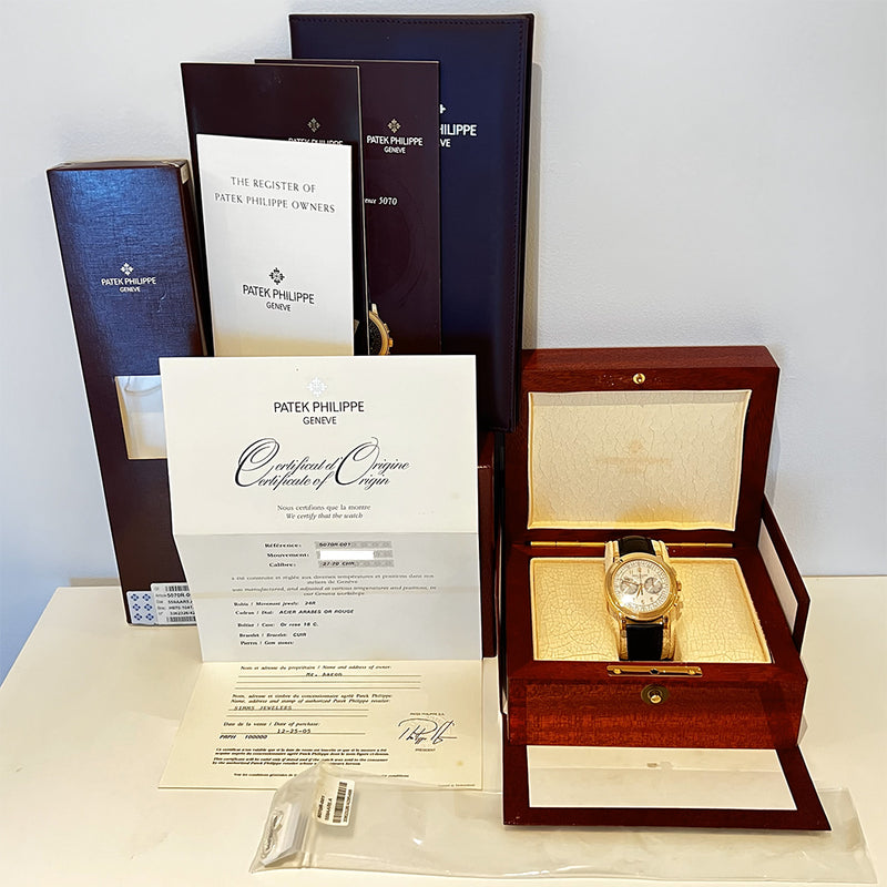 Patek Philippe Complications Chronograph 5070R-001 Silver Dial Dec 2005