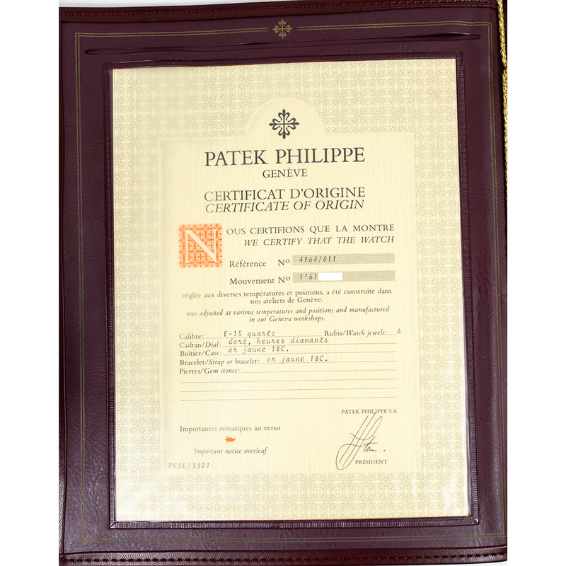 Patek Philippe Ellipse 4764/011 Champagne Diamond Dial Sep 1996