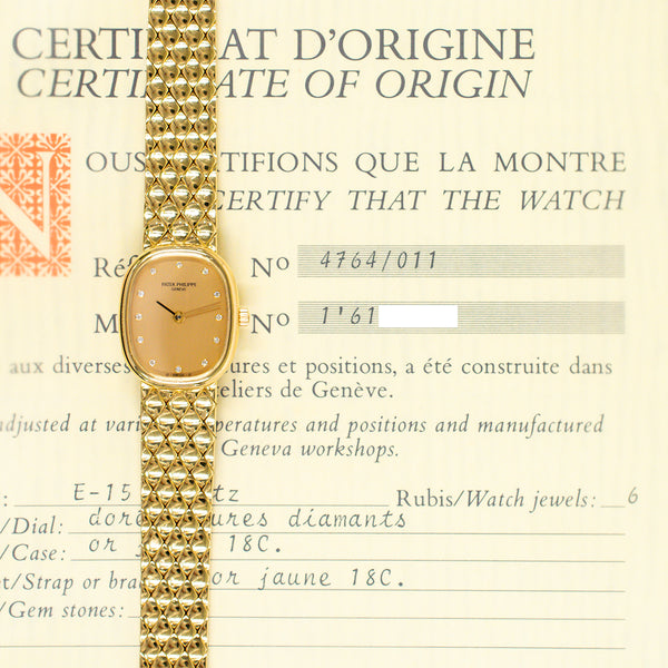 Patek Philippe Ellipse 4764/011 Champagne Diamond Dial Sep 1996