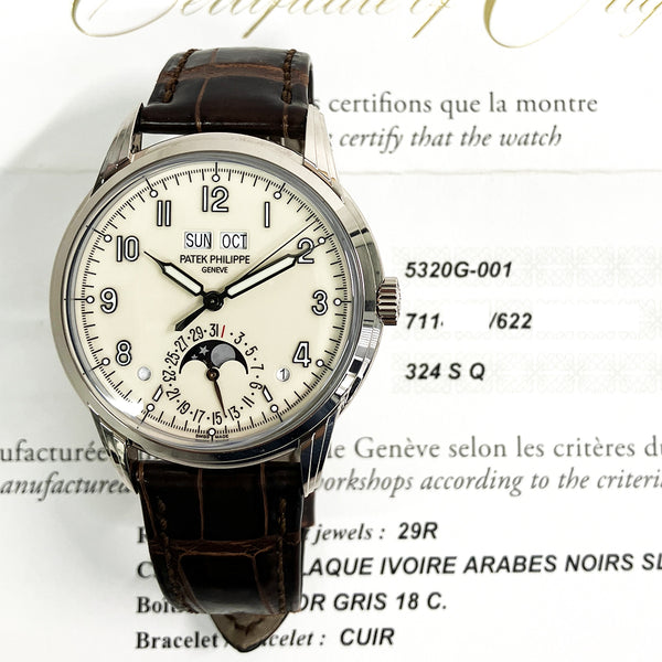 Patek Philippe Gran Complications Perpetual Calendar 5320G-001 Ivory Arabic Dial Jan 2018