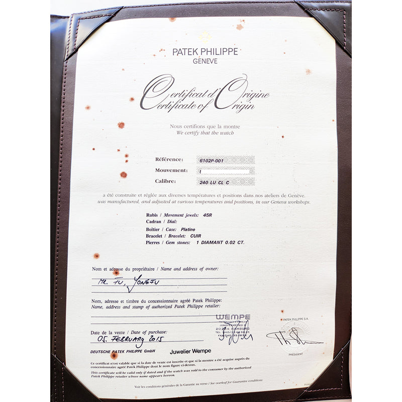 Patek Philippe Grand Complications Celestial 6102P-001 Blue Dial Feb 2015