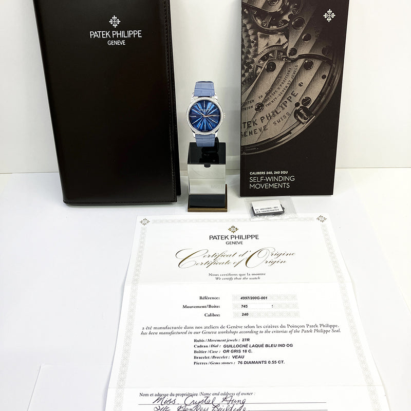 Patek Philippe Ladies Calatrava Joallerie 4997/200G-001 Blue Dial Apr 2022