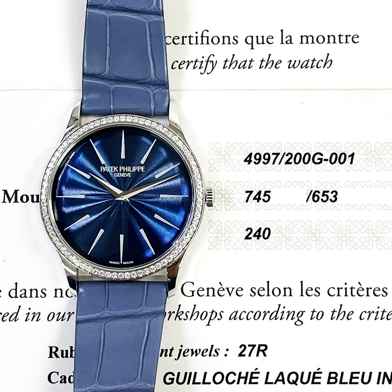 Patek Philippe Ladies Calatrava Joallerie 4997/200G-001 Blue Dial Apr 2022