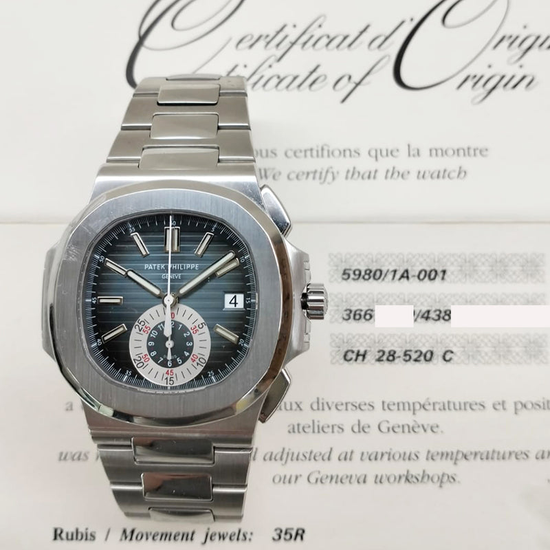 Patek Philippe Nautilus Flyback Chronograph 5980/1A-001 Blue Dial