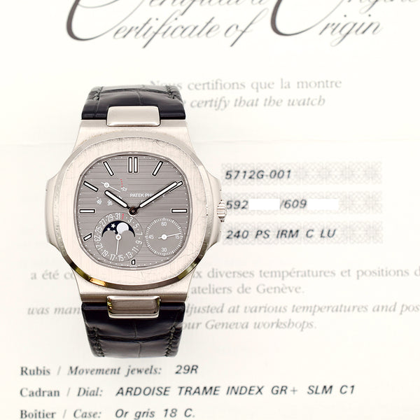 Patek Philippe Nautilus Moonphase 5712G-001 Grey Dial Sep 2016