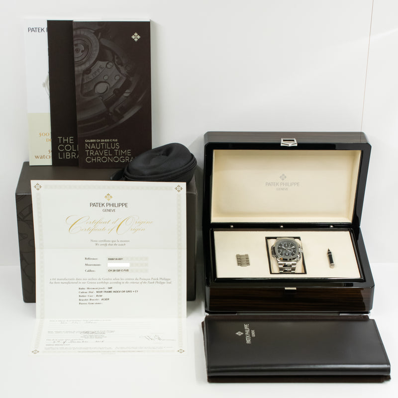 Patek Philippe Nautilus Travel Time Chronograph 5990/1A-001 Grey Dial Dec 2016