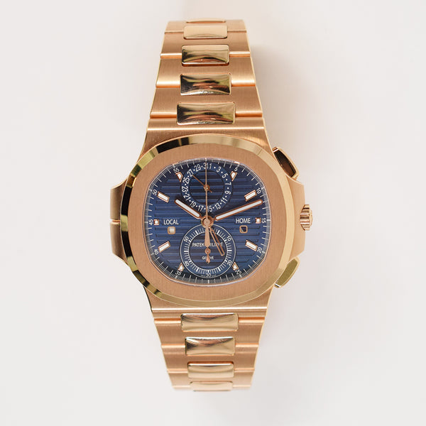 PATEK PHILIPPE カフリンクス ロゴ 大ぶり ダークブルー ゴールド Patek Philippe Nautilus Travel Time Flyback Chronograph 5990/1R