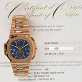 Patek Philippe Nautilus Travel Time Flyback Chronograph 5990/1R-001 Blue Dial Aug 2024