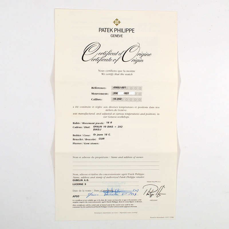 Patek Philippe Pagoda 4900J-001 White Diamond Dial Dec 1997