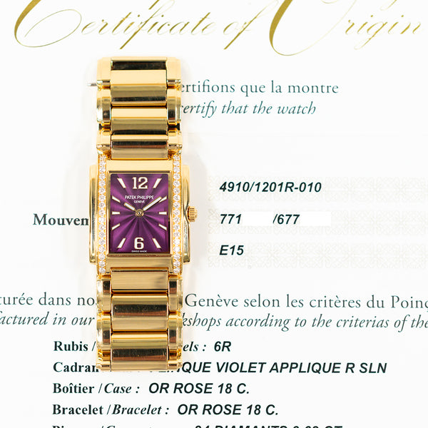 Patek Philippe Twenty~4 4910/1201R-010 Purple Dial Jan 2025