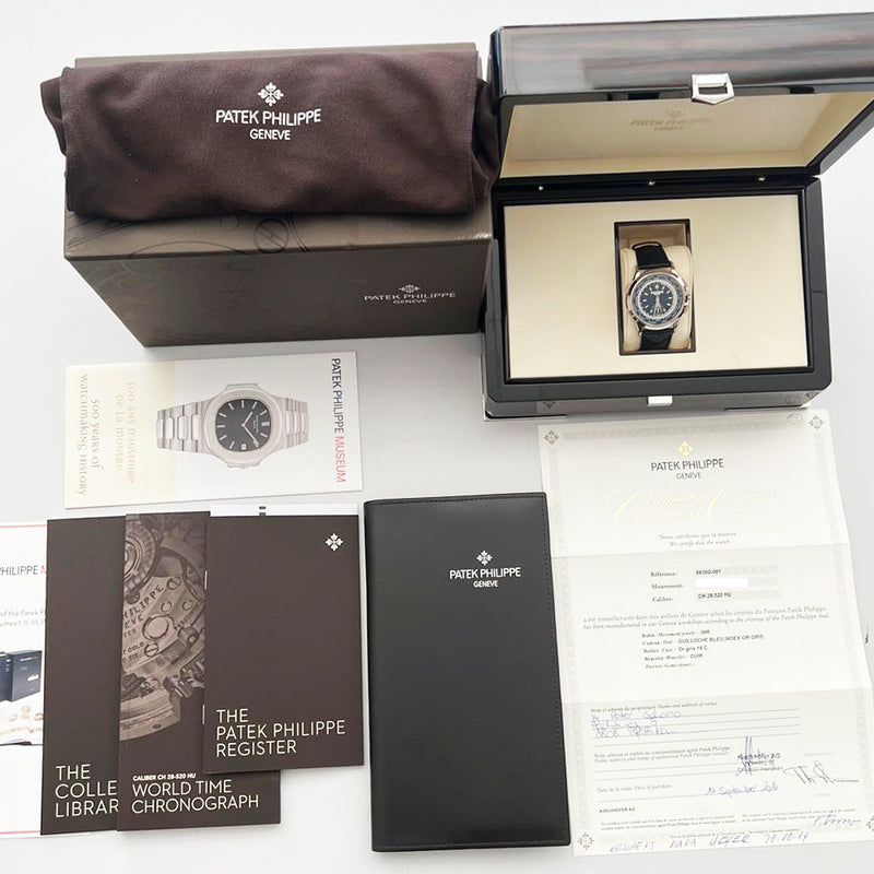 Patek Philippe World Time Flyback Chronograph 5930G-001 Blue Dial Sep 2016